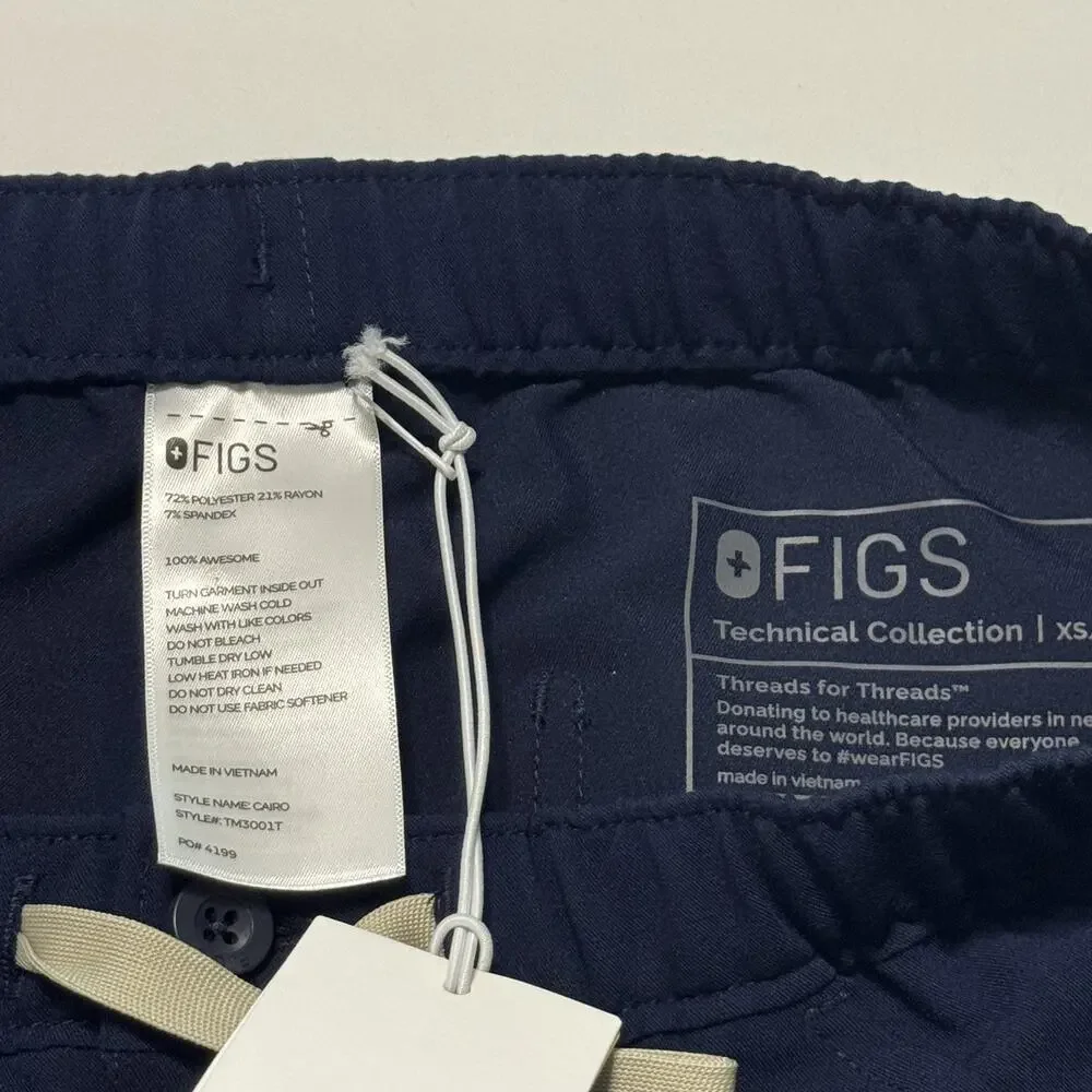 FIGS Men’s Cairo Cargo Scrub Pants Navy Xtra Small New With Tags